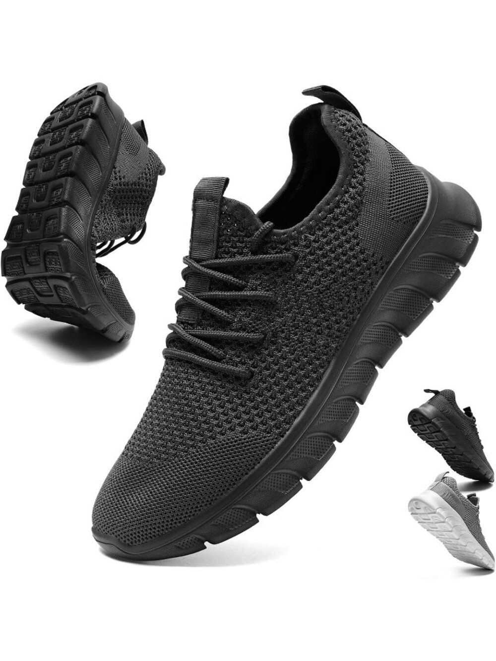 Mens Dark Grey Breathable Athletic Workout Pull On Solid Slip on Running Sneaker